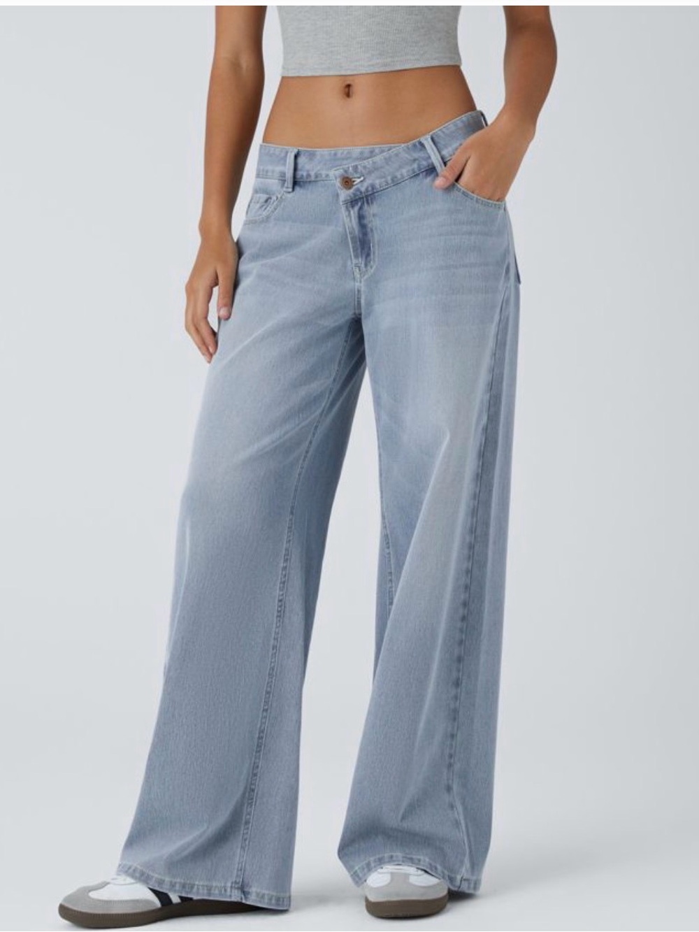 Halara Flex™ Asymmetric Low Rise Zipper Pockets Baggy Wide